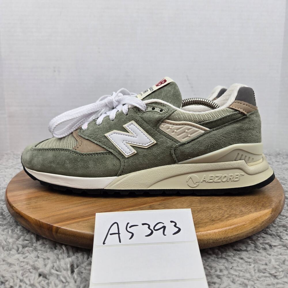 New Balance Men 8.5D Teddy Santis 998 USA Olive Green Suede Daily Sneaker U998GT